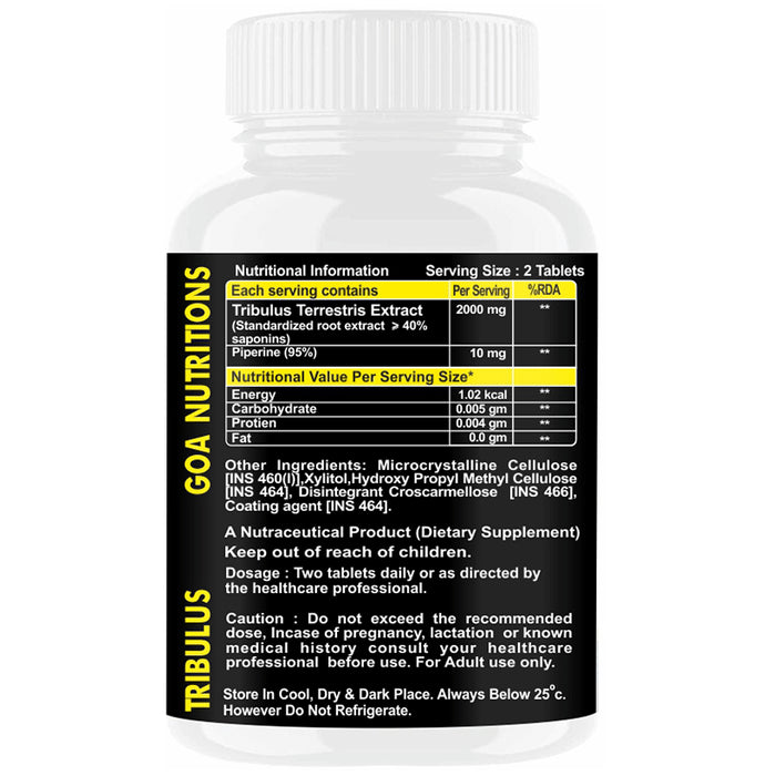 Goa Nutritions Tribulus Terrestris 2000mg Tablet Sugar Free