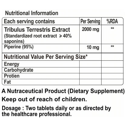 Goa Nutritions Tribulus Terrestris 2000mg Tablet Sugar Free