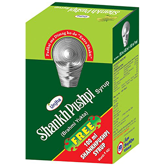 Unjha Shankh Pushpi Syrup with 100ml Syrup Free - Classic Derma