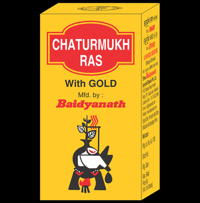 Baidyanath Chaturmukh Ras with Gold Tablet - Classic Derma