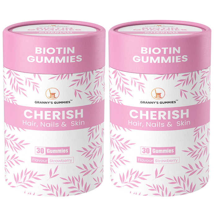 Granny's Gummies Cherish Hair, Nails & Skin Gummies (30 Each) Strawberry - Classic Derma