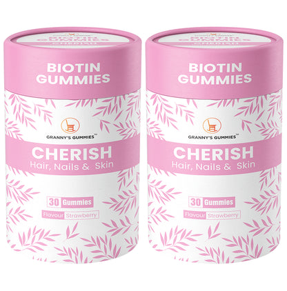 Granny's Gummies Cherish Hair, Nails & Skin Gummies (30 Each) Strawberry - Classic Derma