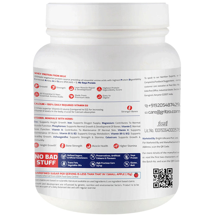 Gritzo Combo Pack of Supermilk 13+Years Boys Height+Double Chocolate Flavour (1kg) and Super Gummies Multivitamins for Kids Natural Strawberry Flavour (30)