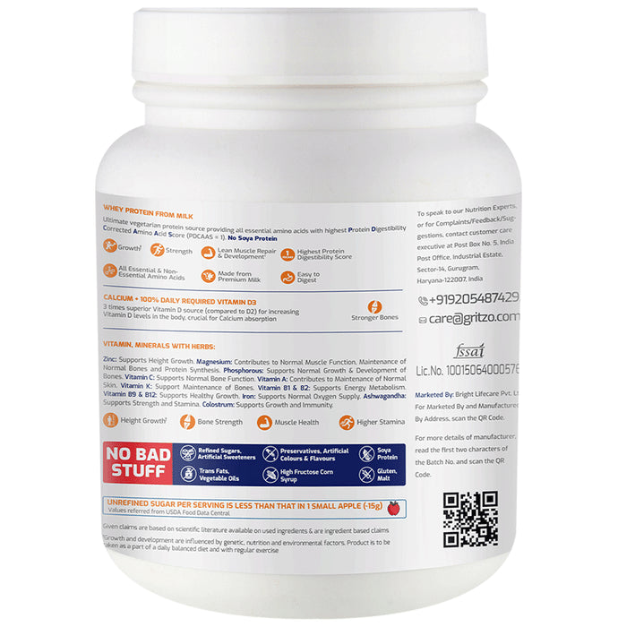 Gritzo Combo Pack of Supermilk for 7-12 Yrs Boy Height+ Double Chocolate Flavour (1kg) and Super Gummies Multivitamins for Kids Natural Strawberry Flavour (30)