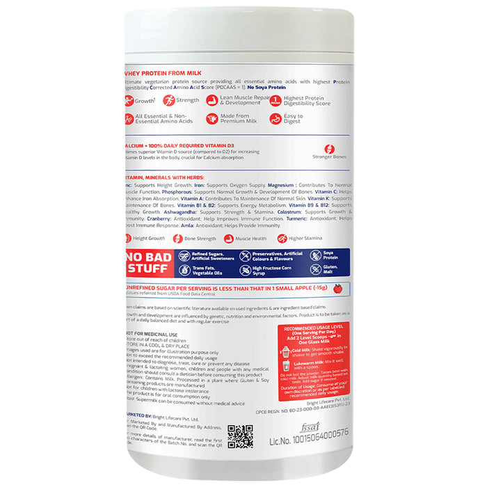 Gritzo Super Girl Milk Protein for 13+ Years Girls Height+ | With Calcium & Vitamin D3 | Flavour Double Chocolate