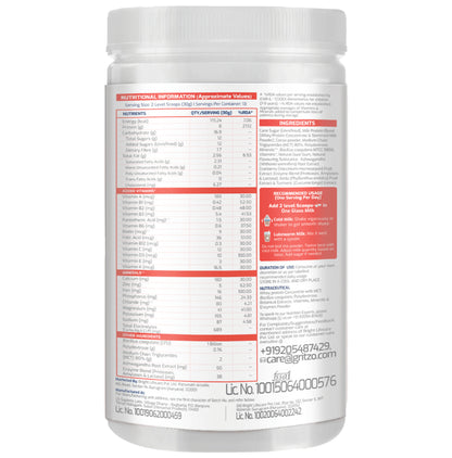 Gritzo Super Girl Milk Protein Weight+ for 8-12 Years | With Calcium & Vitamin D3 | Flavour Double Chocolate