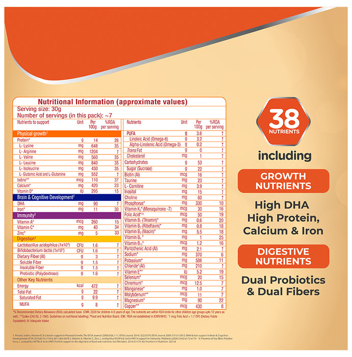 Groviva Child Nutrition for Physical Growth, Brain Development & Immunity | Flavour Vanilla Powder