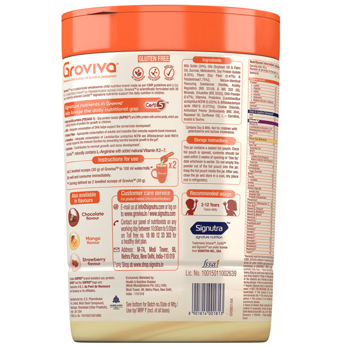 Groviva Child Nutrition for Physical Growth, Brain Development & Immunity | Flavour Vanilla Powder