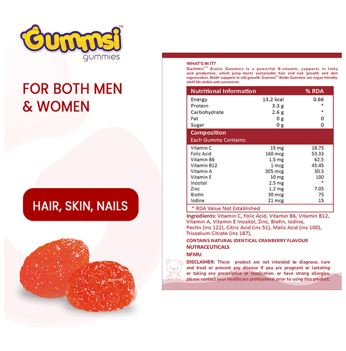 Gummsi Combo Pack of Apple Cider Vinegar Green Apple & Biotin Cranberry Gummies (30 Each)