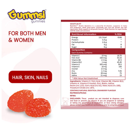 Gummsi Combo Pack of Apple Cider Vinegar Green Apple & Biotin Cranberry Gummies (30 Each)