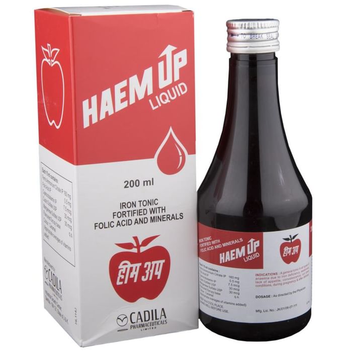 Haem UP Liquid | Iron Tonic Fortified with Folic Acid & Minerals | Sugar-Free - Classic Derma