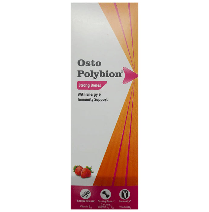 Osto-Polybion Oral Suspension with Calcium & Vitamins for Energy, Immunity & Bones | Flavour Strawberry - Classic Derma