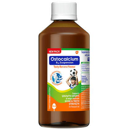 Ostocalcium B12 with Vitamin D3 | For Bones & Teeth Strength | Flavour Banana Syrup | Vitamin & Mineral Support - Classic Derma