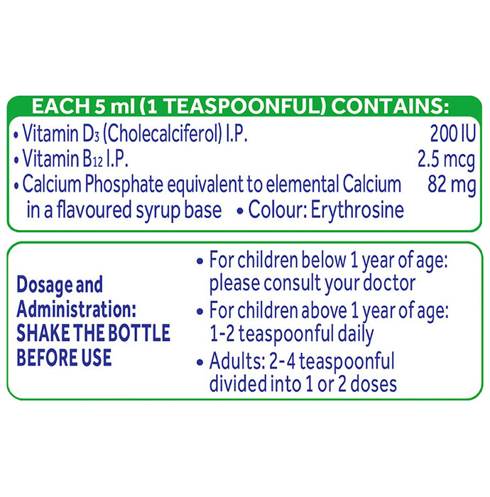 Ostocalcium B12 with Vitamin D3 | For Bones & Teeth Strength | Flavour Banana Syrup | Vitamin & Mineral Support