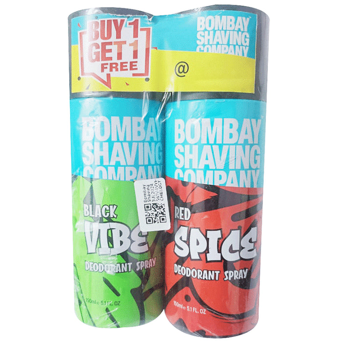 Bombay Shaving Company Combo Pack of Red Spice & Black Vibe Deodorant Spray (150ml Each) - Classic Derma