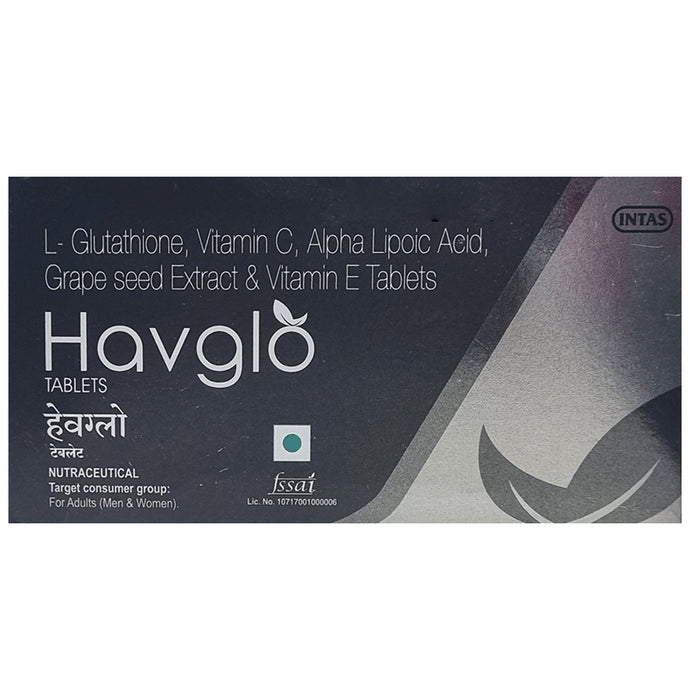 Havglo Tablet with Glutathione, Vitamin C, ALA, Grape Seed Extract & Vitamin E - Classic Derma