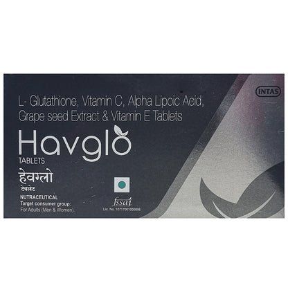 Havglo Tablet with Glutathione, Vitamin C, ALA, Grape Seed Extract & Vitamin E - Classic Derma