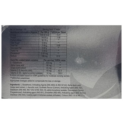 Havglo Tablet with Glutathione, Vitamin C, ALA, Grape Seed Extract & Vitamin E