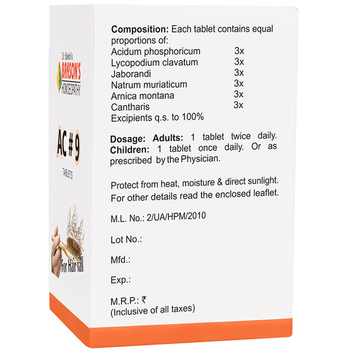 Bakson's Homeopathy AC#9 Tablet