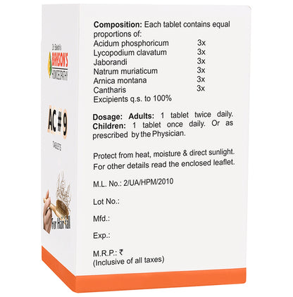 Bakson's Homeopathy AC#9 Tablet