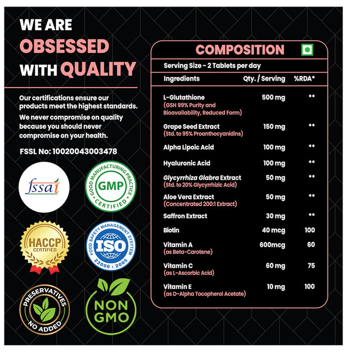 Healeo Nutrition Gluthathione Forte 1200mg Veg Tablet