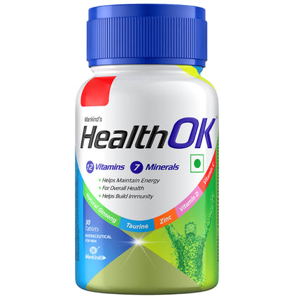Health OK Multivitamin For Men with Vitamins, Minerals, Ginseng, Taurine & Zinc | For Nutrition, Energy & Immunity - Classic Derma