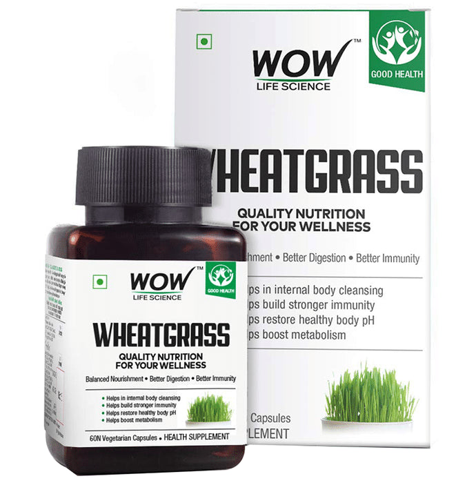 WOW Life Science Wheatgrass Vegetarian Capsules - Classic Derma