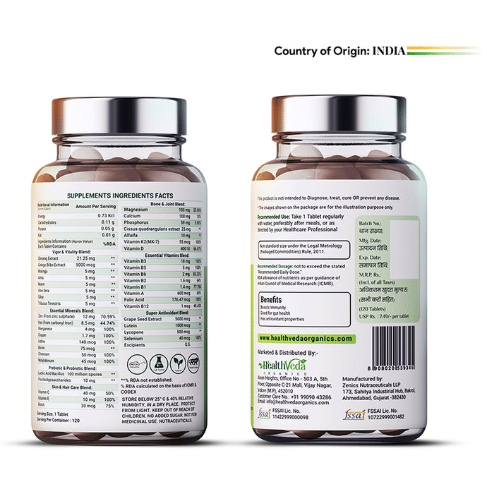 Health Veda Organics Multivitamin with Probiotics Veg Tablet