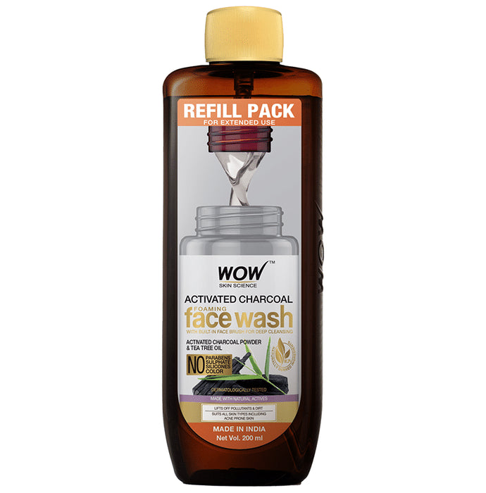 WOW Skin Science Activated Charcoal Foaming Face Wash Refill Pack - Classic Derma