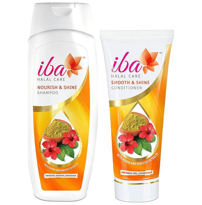 Iba Halal Care Combo of Nourish & Shine Shampoo 100ml and Smooth & Shine Conditioner 100ml - Classic Derma