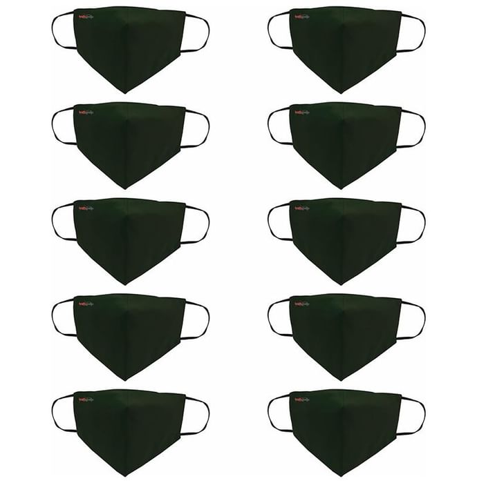 Healthgenie FM 101 Premium Quality Washable & Reusable Double Layered Cloth Face Mask Universal Green