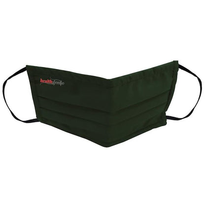 Healthgenie FM 201 Washable & Reusable Double Layered, Triple Pleated Cloth Face Mask Large Green - Classic Derma