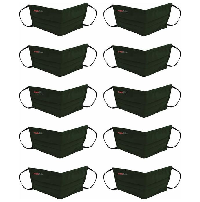 Healthgenie FM 201 Washable & Reusable Double Layered, Triple Pleated Cloth Face Mask Large Green