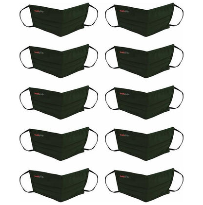 Healthgenie FM 201 Washable & Reusable Double Layered, Triple Pleated Cloth Face Mask Large Green