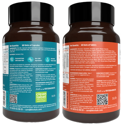 Healthkart Combo Pack of HK Vitals Multivitamin with Probiotics Tablet & Fish Oil 1000mg Soft Gelation Capsule (60 Each)