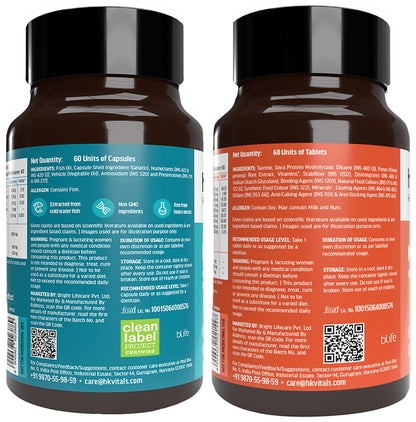 Healthkart Combo Pack of Multivitamin Film Coated Tablet & Fish Oil 1000mg Soft Gelatin Capsule (60 Each) with Sipper