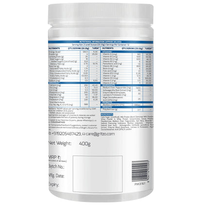 Healthkart Gritzo SuperMilk Personalized Protein & Nutritional Drink Weight+ for 4 to 7 Yrs Kids Double Chocolate