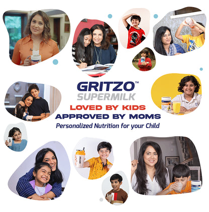 Healthkart Gritzo SuperMilk Personalized Protein & Nutritional Drink Weight+ for 4 to 7 Yrs Kids Double Chocolate