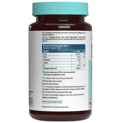 Healthkart HK Vitals CLA (Conjugated Linoleic Acid) 1000mg for Metabolism | Soft Gelatin Capsule