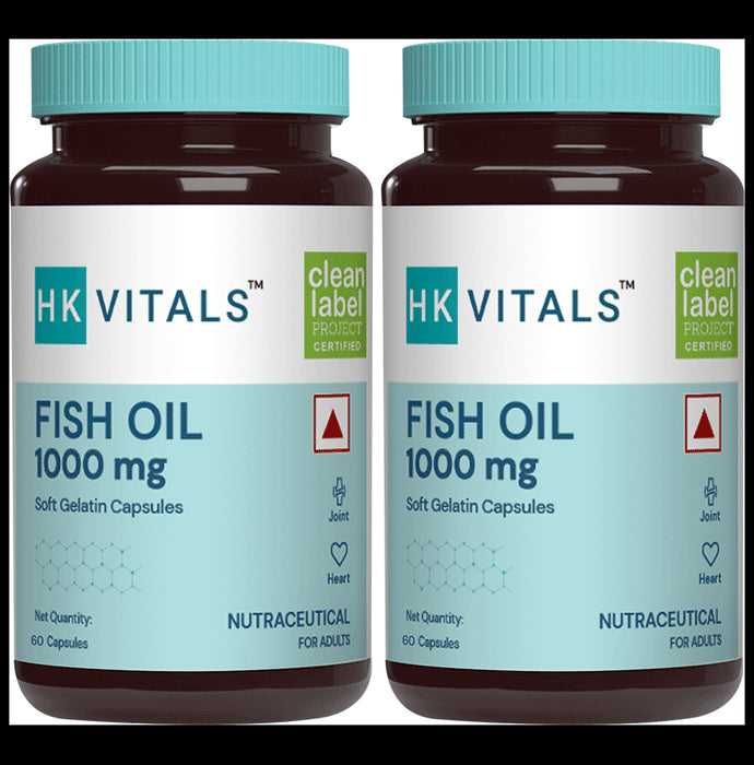 Healthkart HK Vitals Fish Oil with 1000mg Omega 3 | Soft Gelatin Capsule for Brain, Heart & Joints - Classic Derma