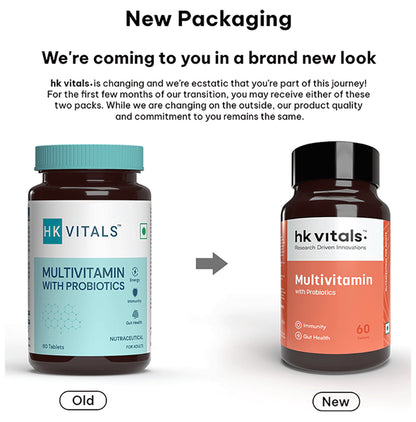 Healthkart HK Vitals Multivitamin with Probiotics for Energy, Immunity & Gut Health | Tablet