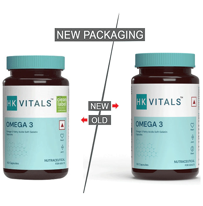 Healthkart HK Vitals Omega 3 Fatty Acids with DHA & EPA | For Heart, Joint & Brain Health | Soft Gelatin Capsule | Nutrition Care