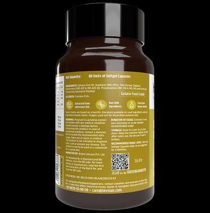 Healthkart HK Vitals Salmon Omega 3 Fish Oil for Heart, Joint & Brain Health | Soft Gelatin Capsule