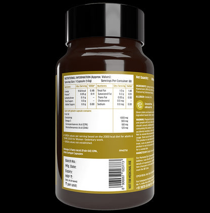 Healthkart HK Vitals Salmon Omega 3 Fish Oil for Heart, Joint & Brain Health | Soft Gelatin Capsule