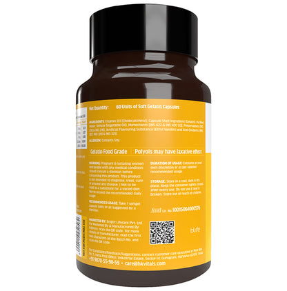 Healthkart HK Vitals Vitamin D3 (Cholecalciferol) 600IU | Softgel Capsule for Bones, Immunity & Muscles