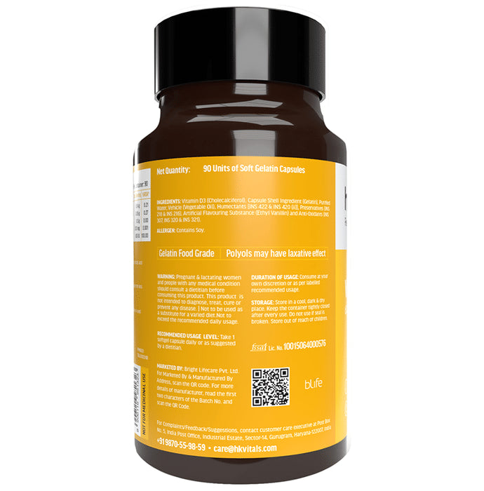 Healthkart HK Vitals Vitamin D3 for Bones, Immunity & Muscles | Soft Gelatin Capsule