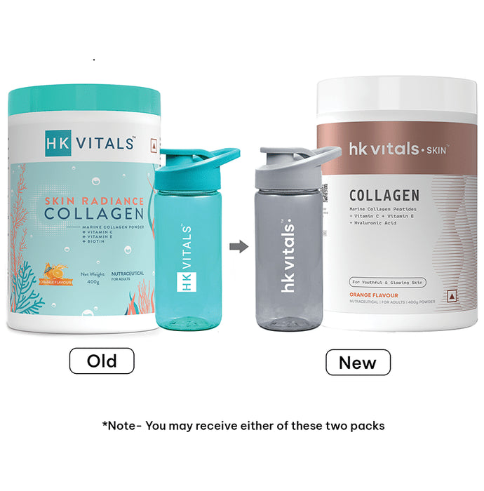 Healthkart Skin Radiance Collagen Powder Orange with Teal colour Sipper Bottle 300 ml