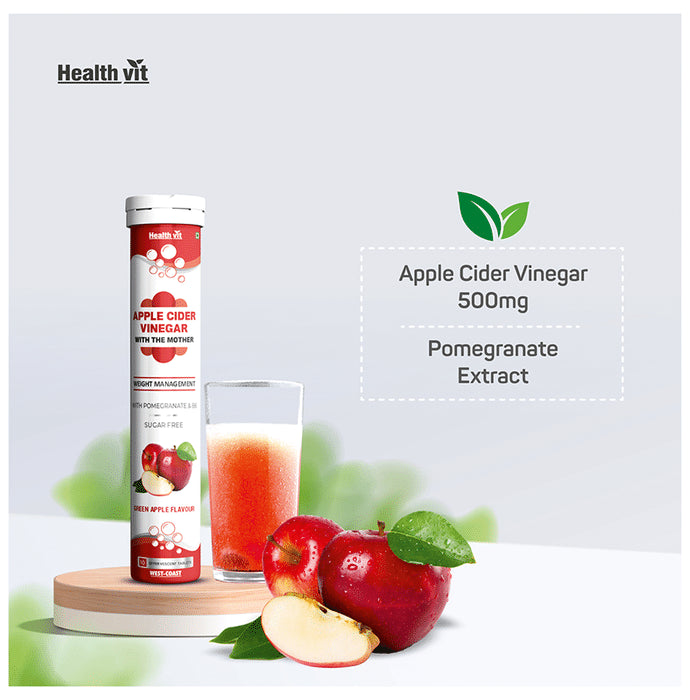 HealthVit Apple Cider Vinegar with The Mother Effervescent Tablet Green Apple Sugar Free