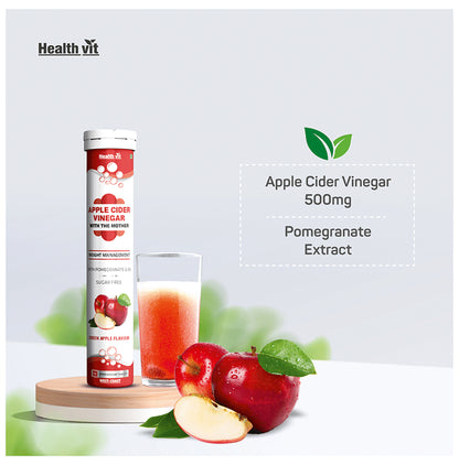 HealthVit Apple Cider Vinegar with The Mother Effervescent Tablet Green Apple Sugar Free