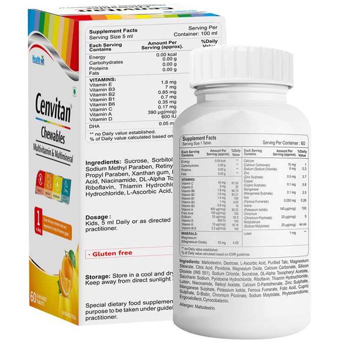 HealthVit Cenvitan Multivitamin & Multimineral Chewable Tablet Orange